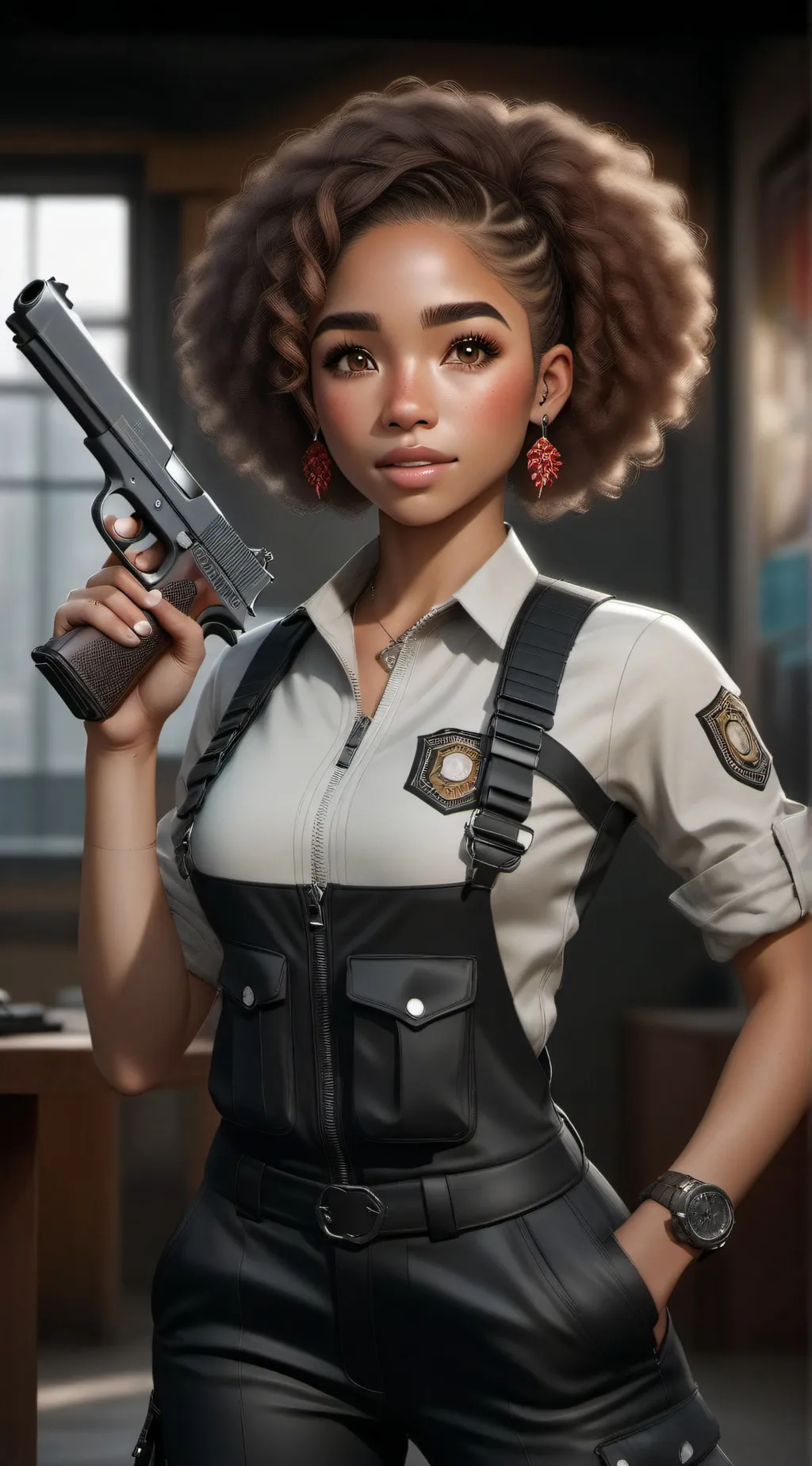 ai character: Andrea Teagan  background