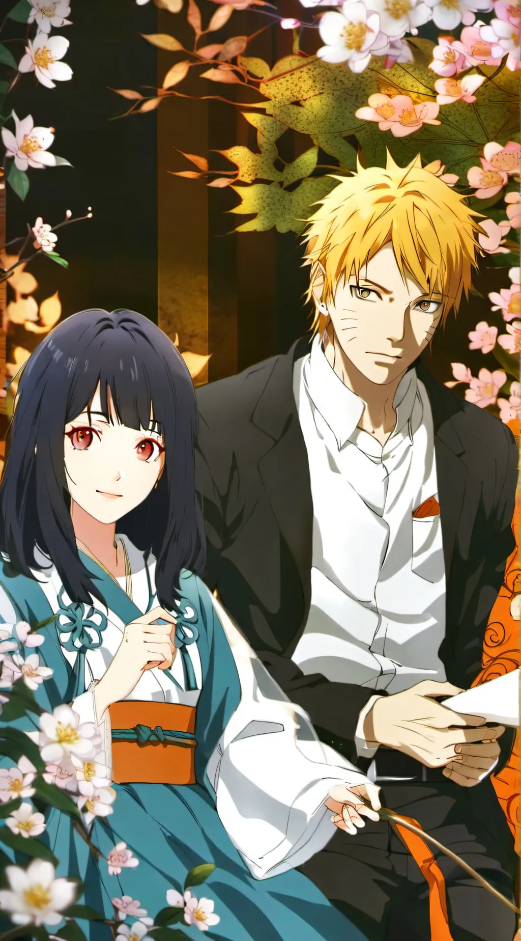 ai character: naruto and hinata  background