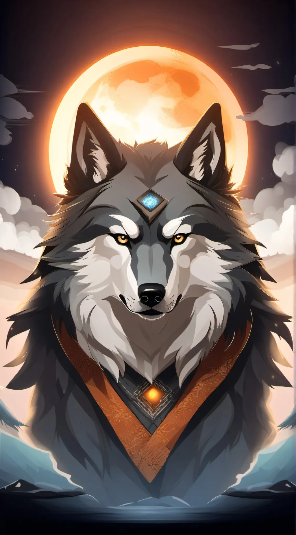 ai character: wolf spirit  background