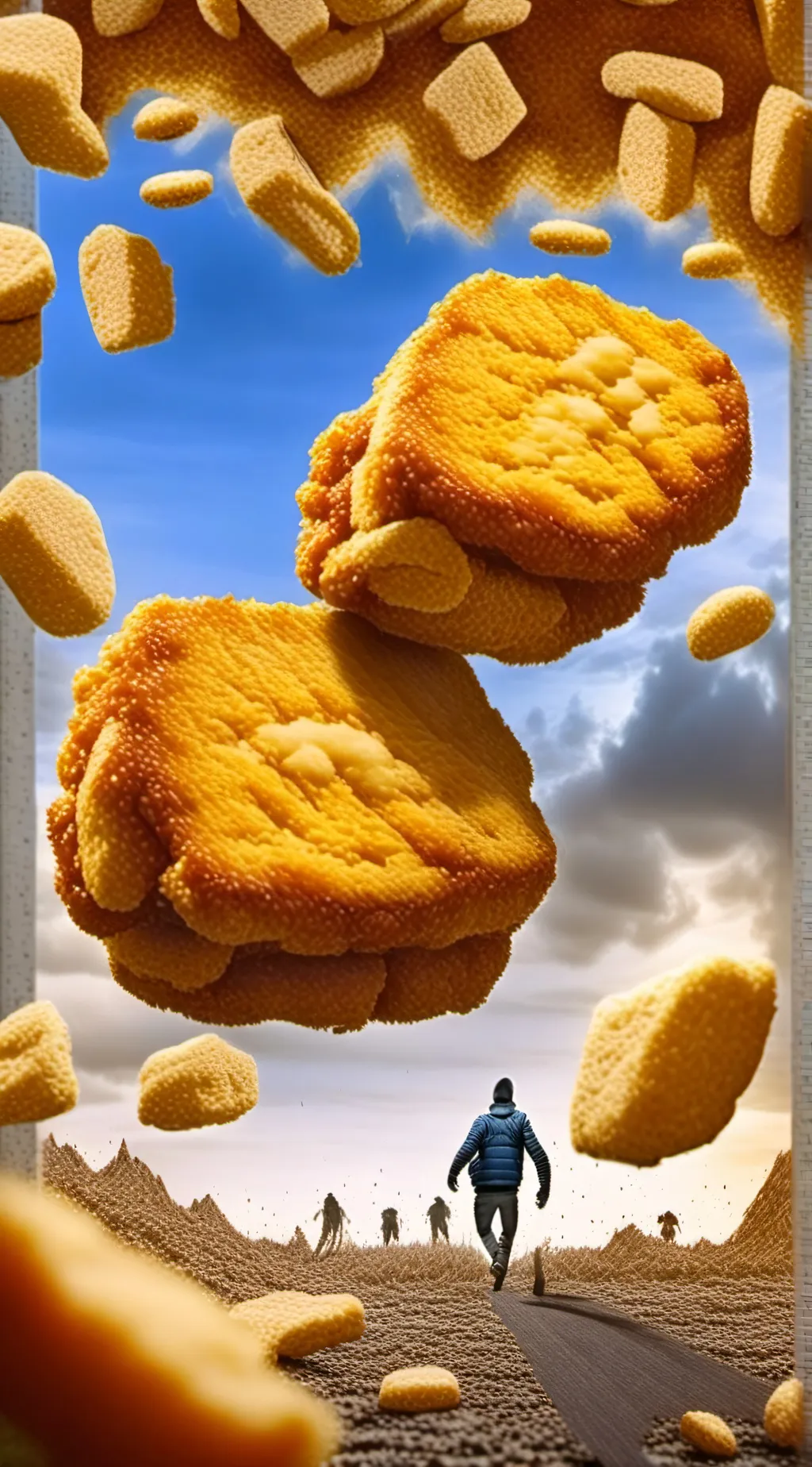 ai character: chicken nugget mon background