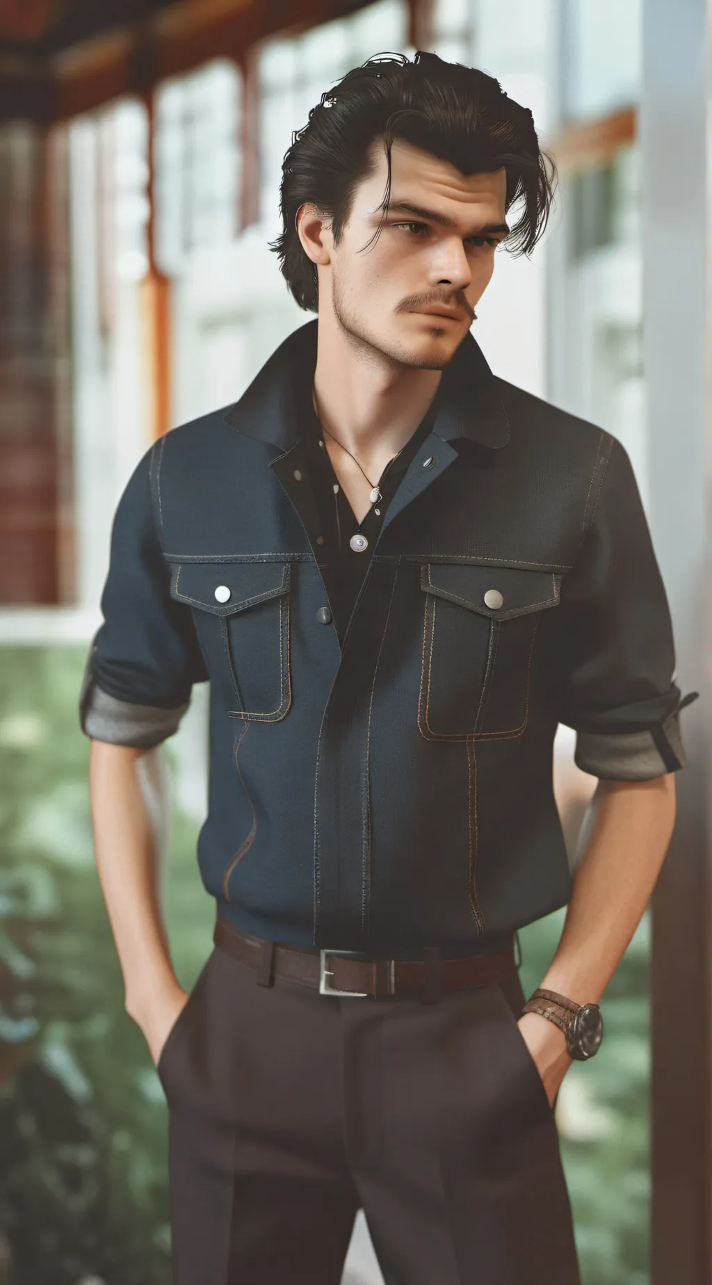 ai character: Steve Harrington  background