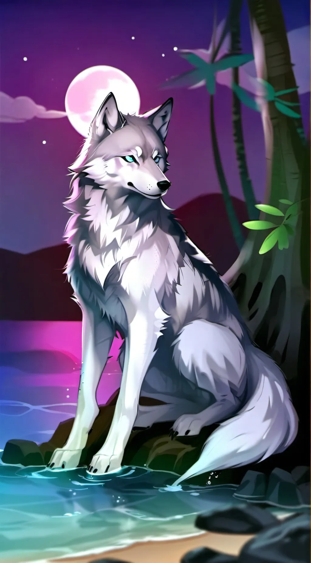 ai character: Moonlight background