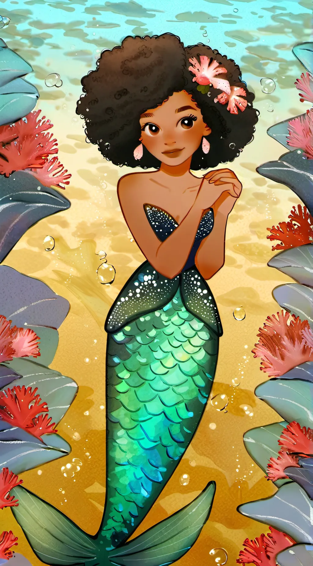 ai character: Coral background