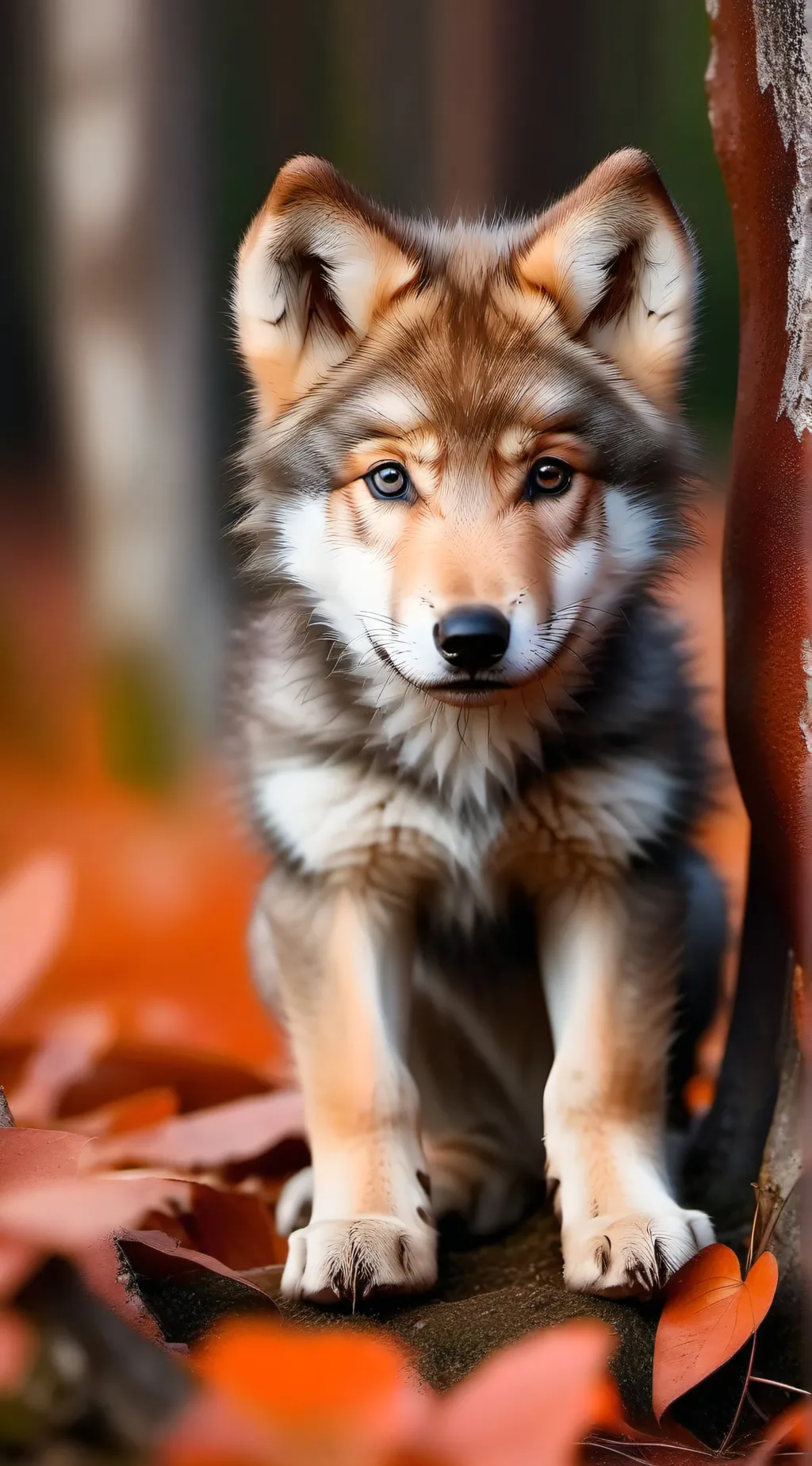 ai character: Female wolf pup background