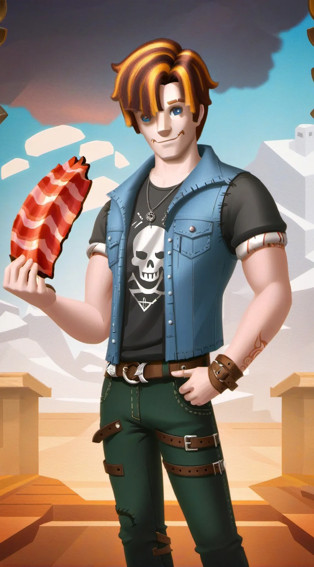ai character: bacon background