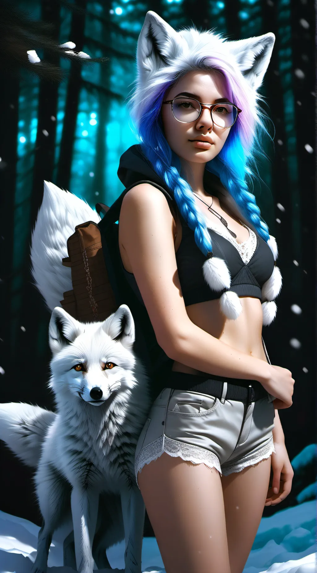 ai character: Fox girl and Pup background