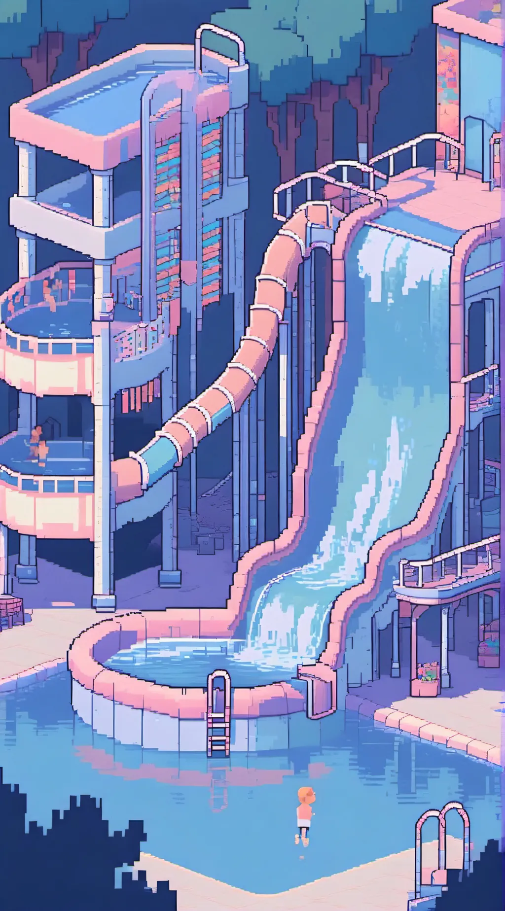 ai character: HH Waterpark background
