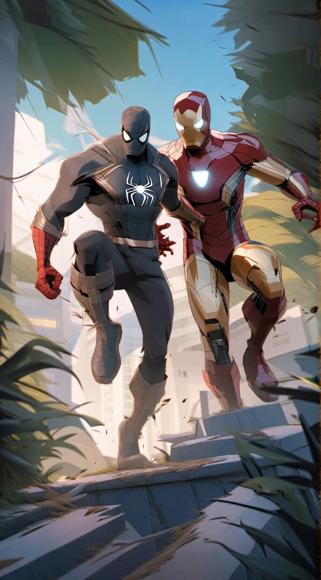 ai character: Spiderman&ironman background