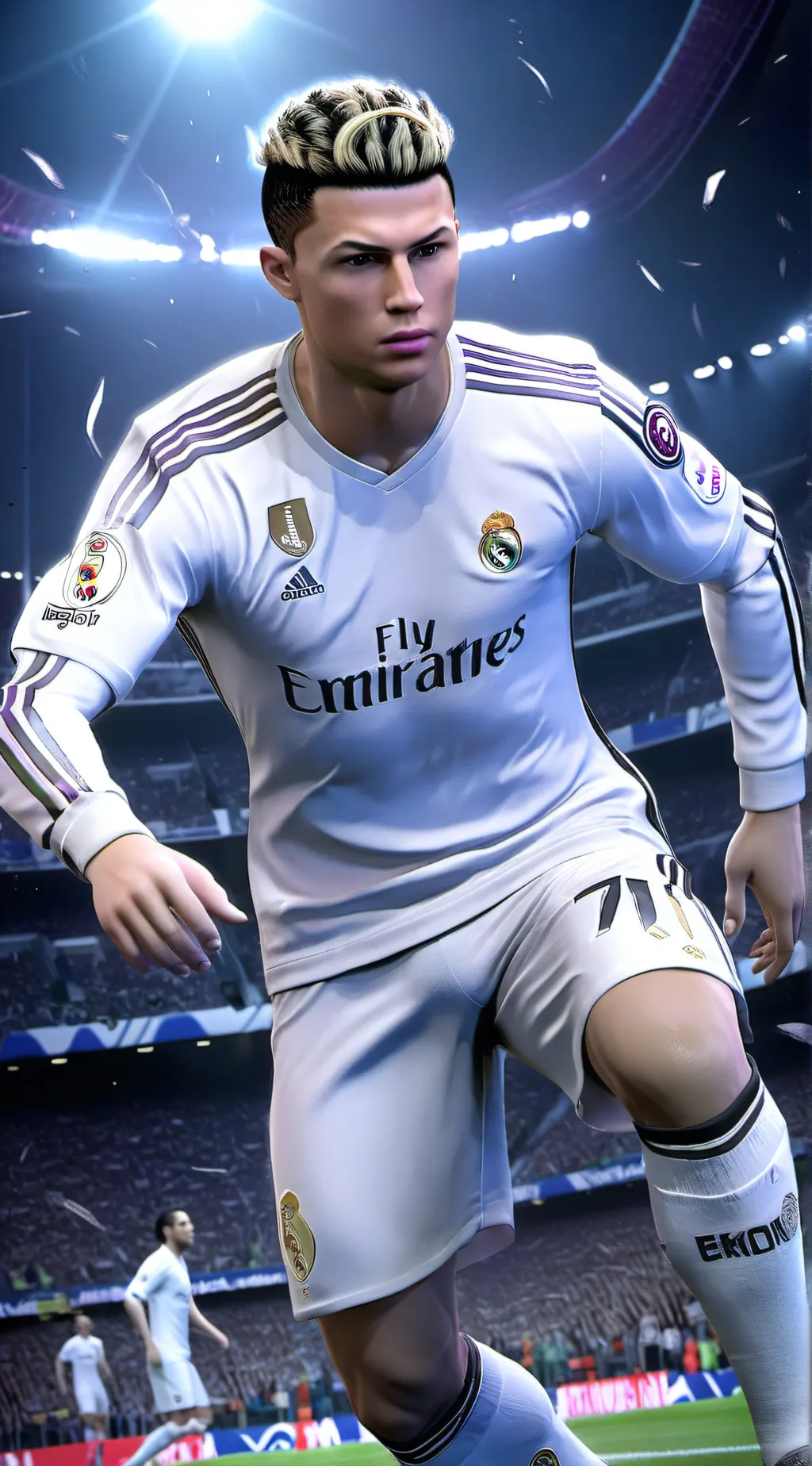 ai character: Noodle hair CR7 background