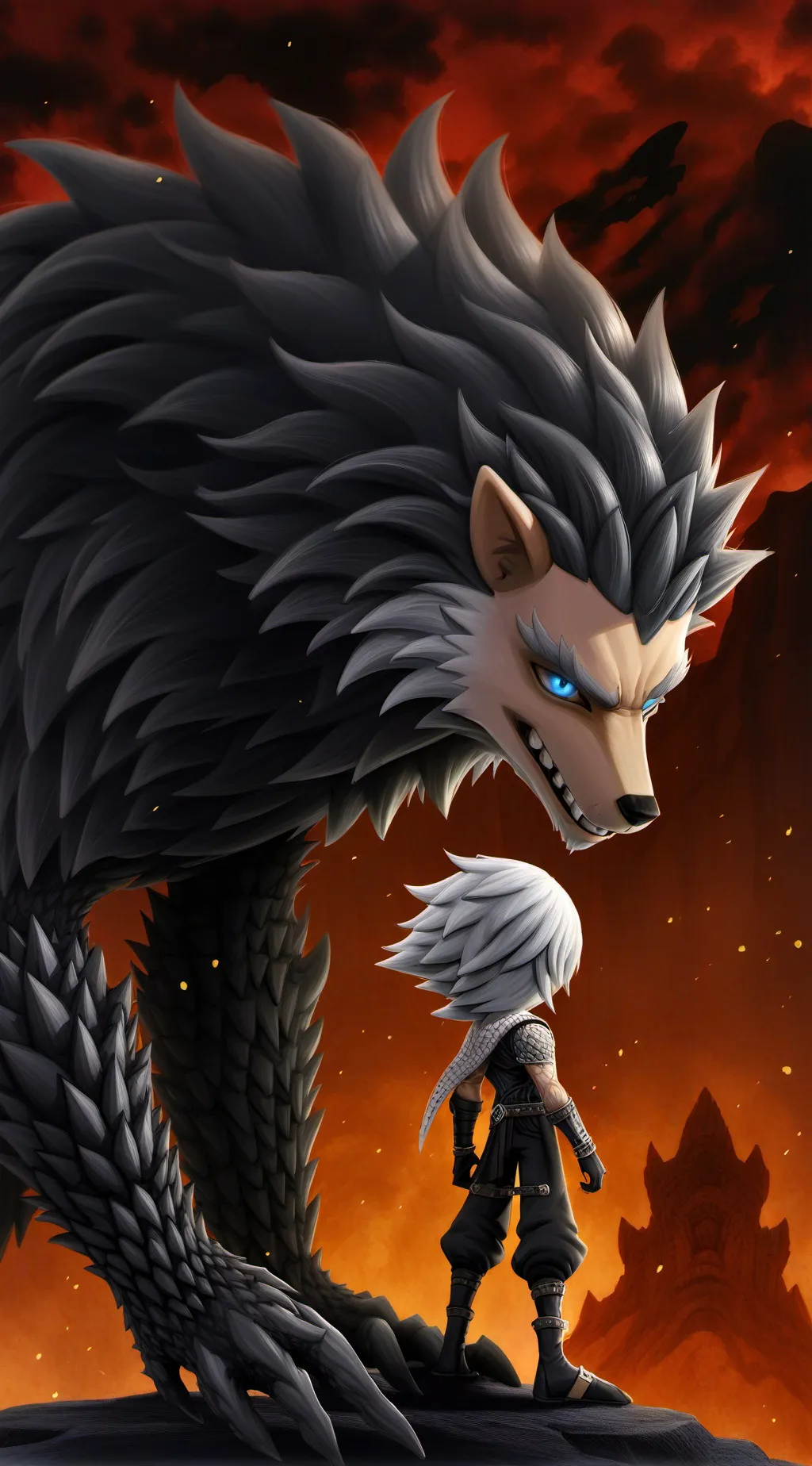 ai character: Werehog Silver background