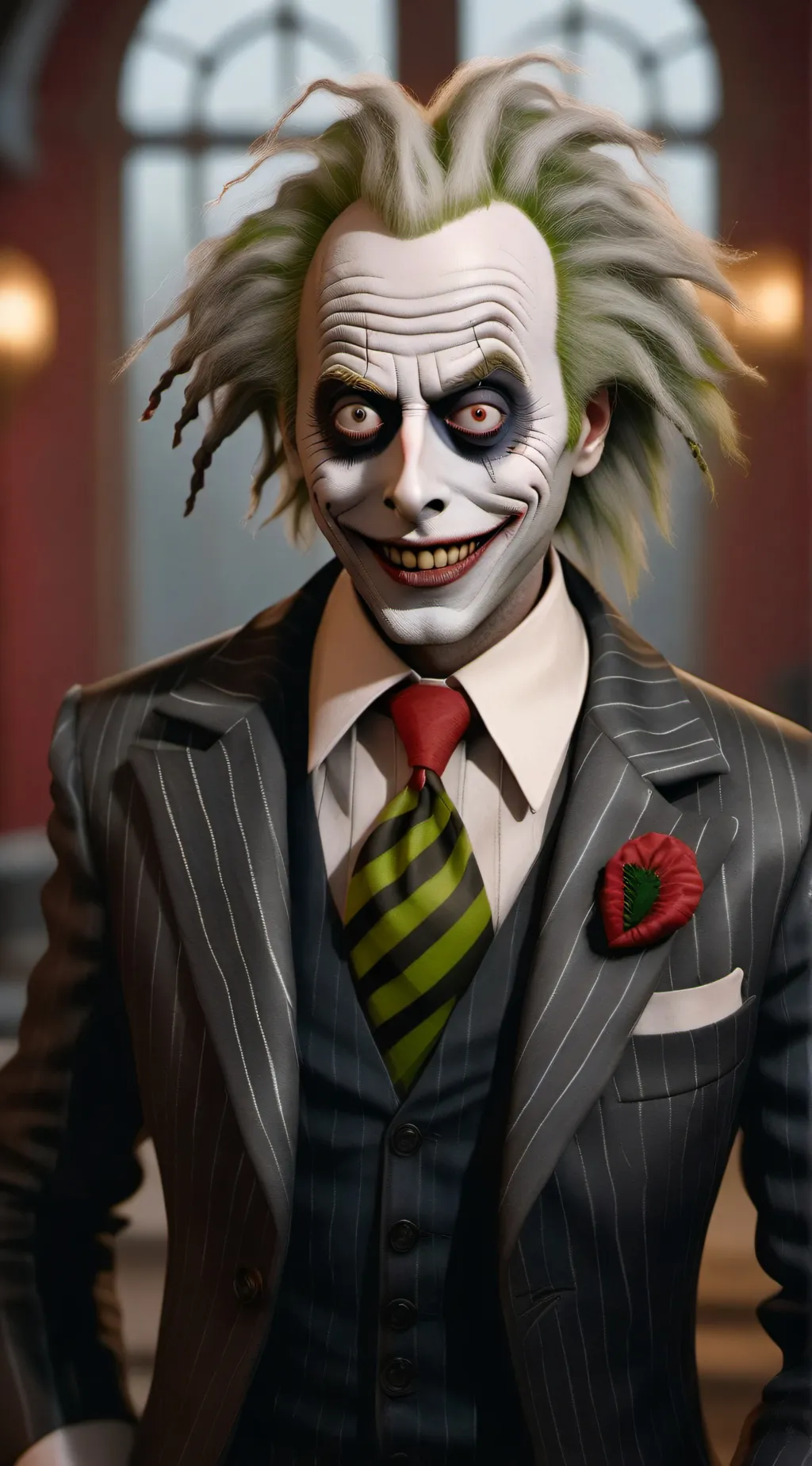 ai character: Beetlejuice  background