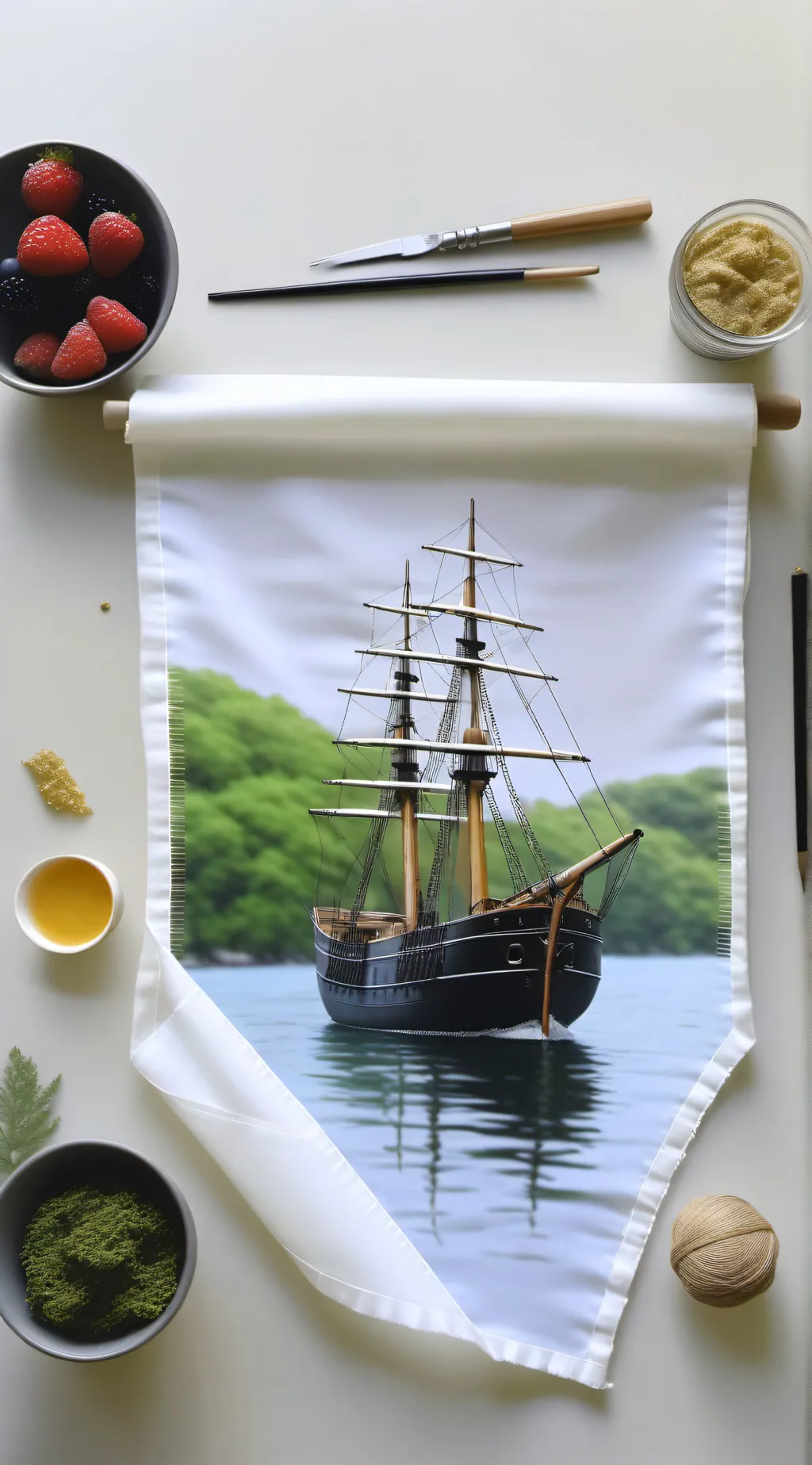 ai character: Quilted boat background