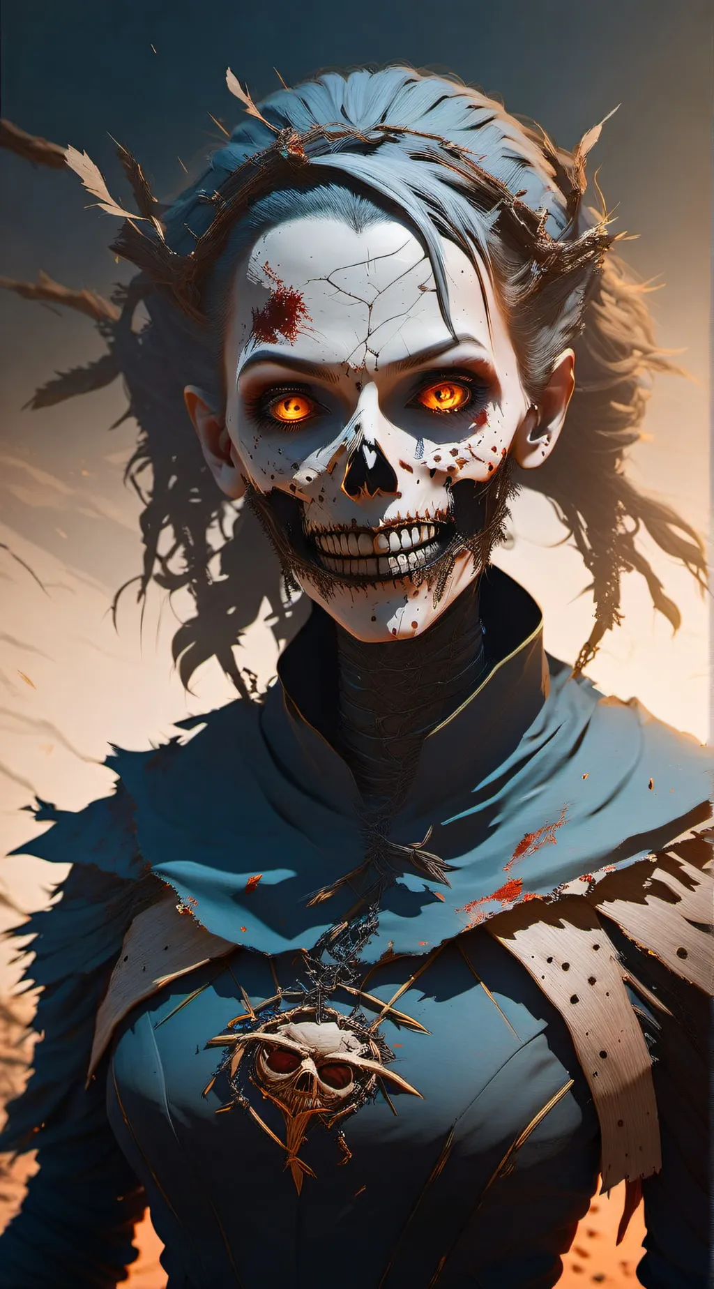 ai character: undead girl background