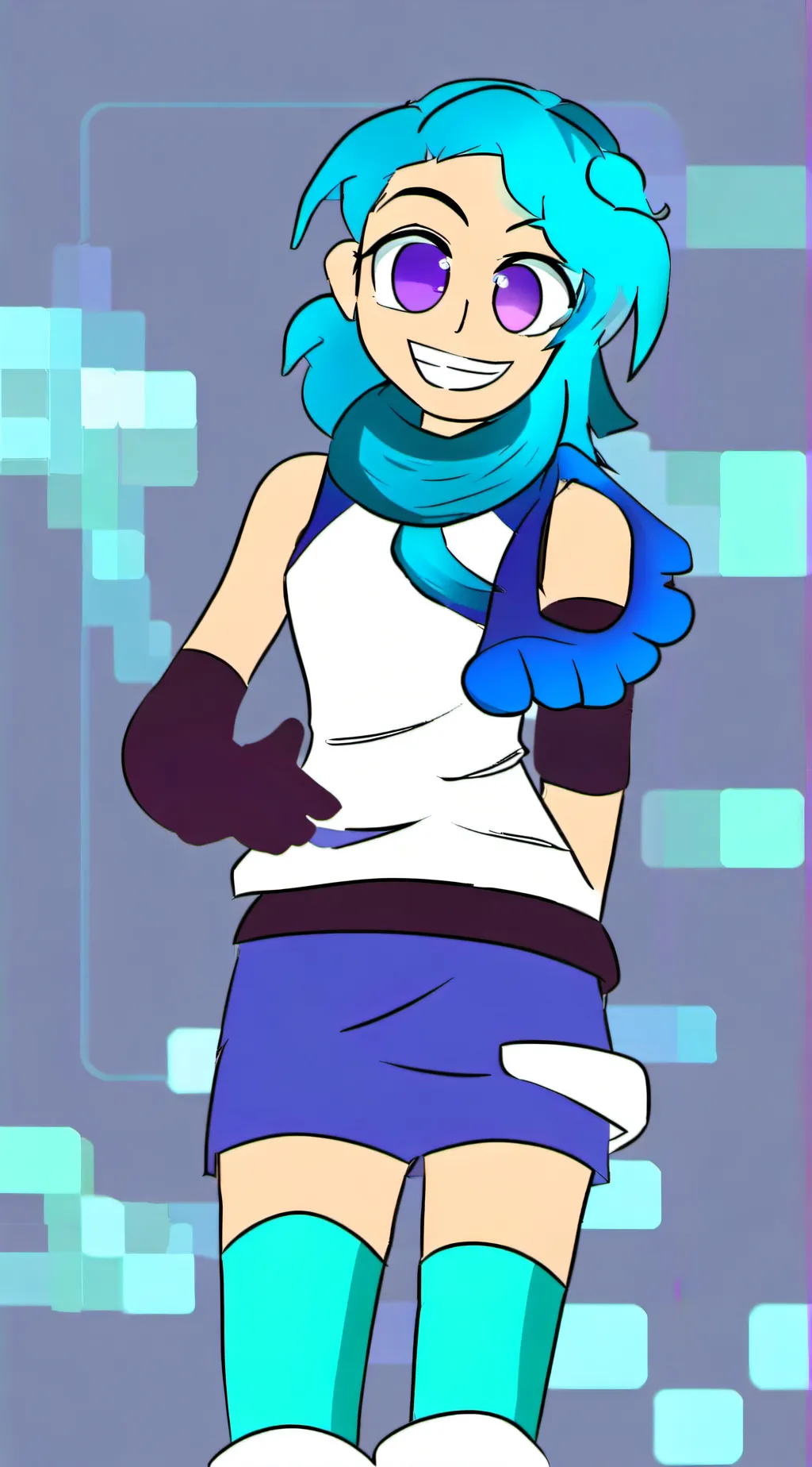 ai character: bluesky background
