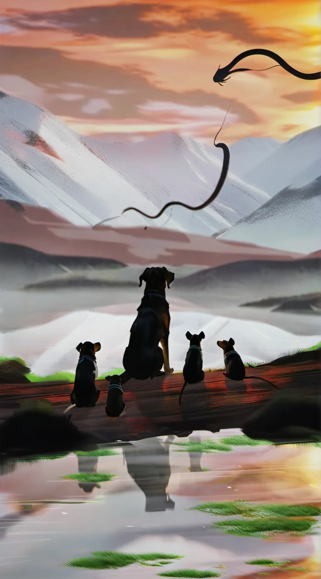 ai character: vibing dogs background