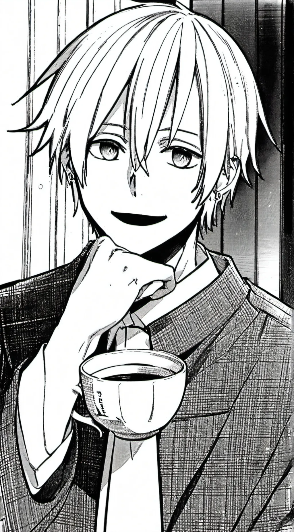 ai character: Shigeraki x coffee background