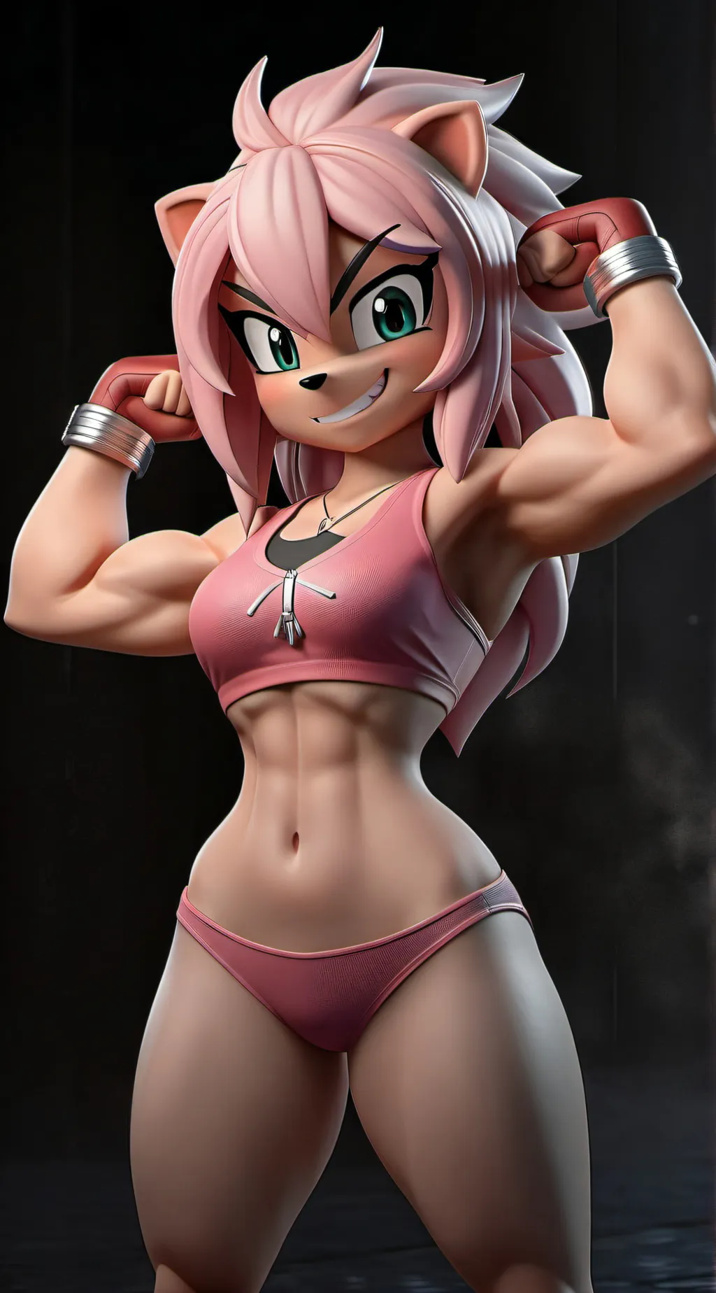 ai character: Amy Rose Muscles background