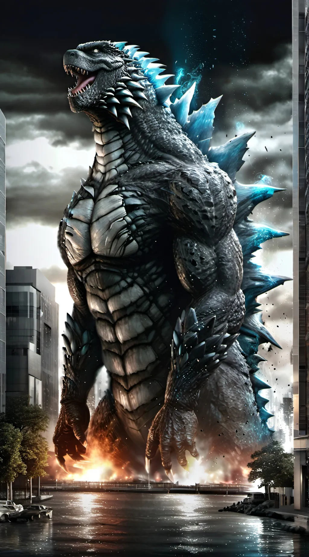 ai character: Godzilla background
