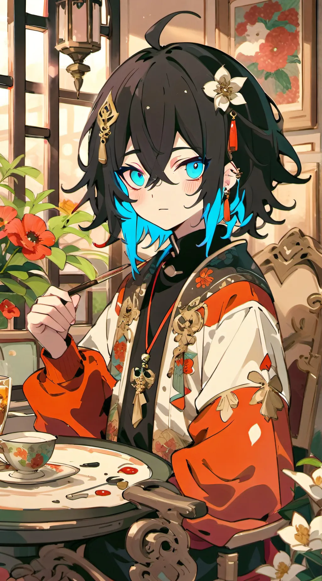 ai character: Violet background