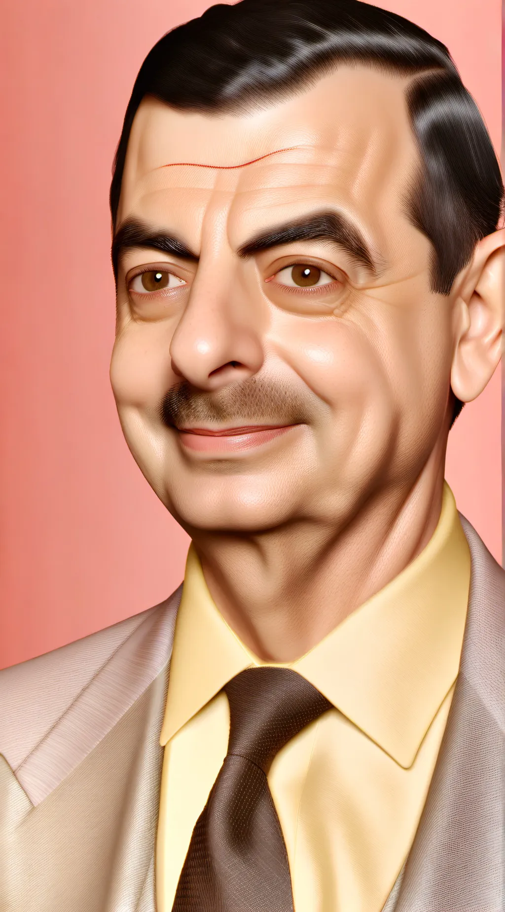 ai character: Mr bean  background