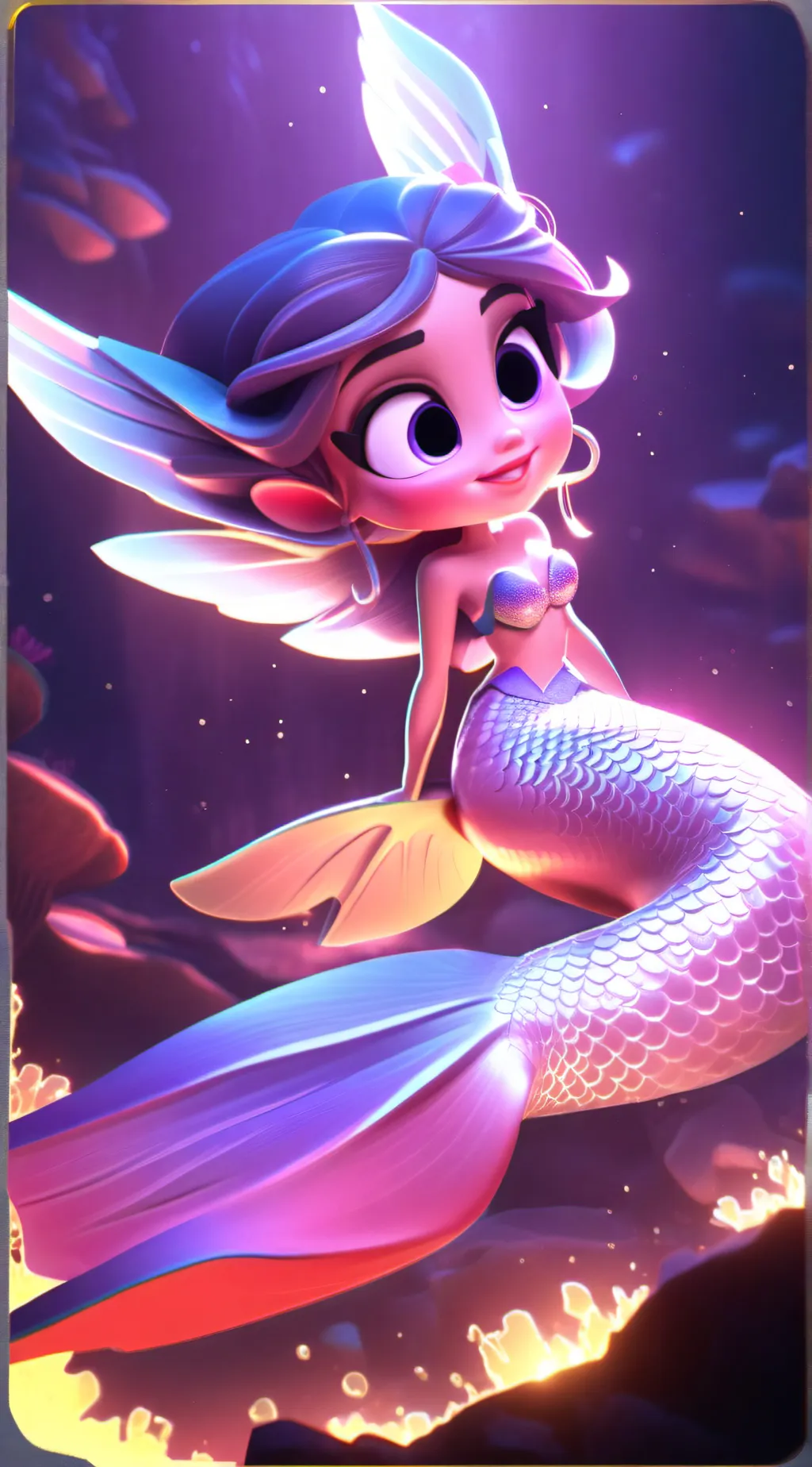 ai character: DA LIL MERMAID  background