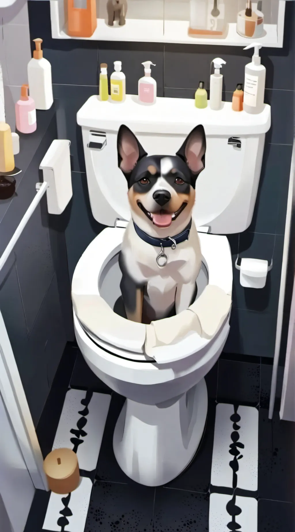 ai character: Skibidi dog background