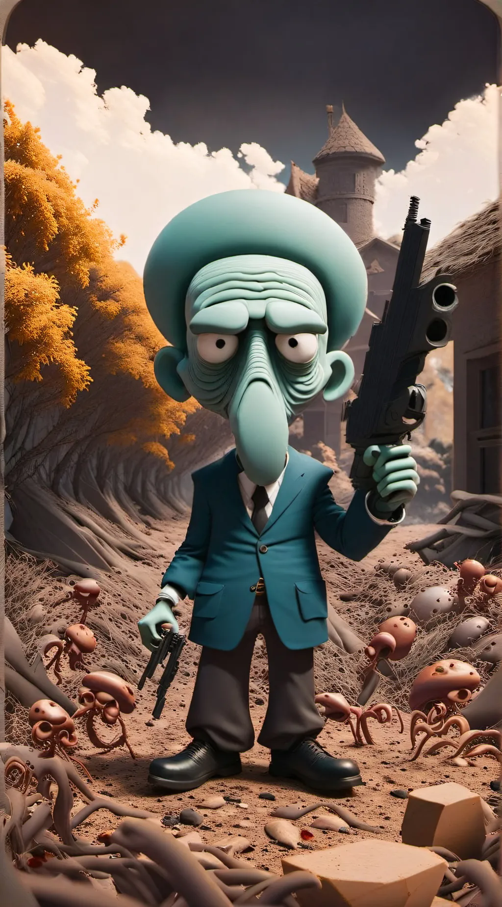 ai character: Squidward  background