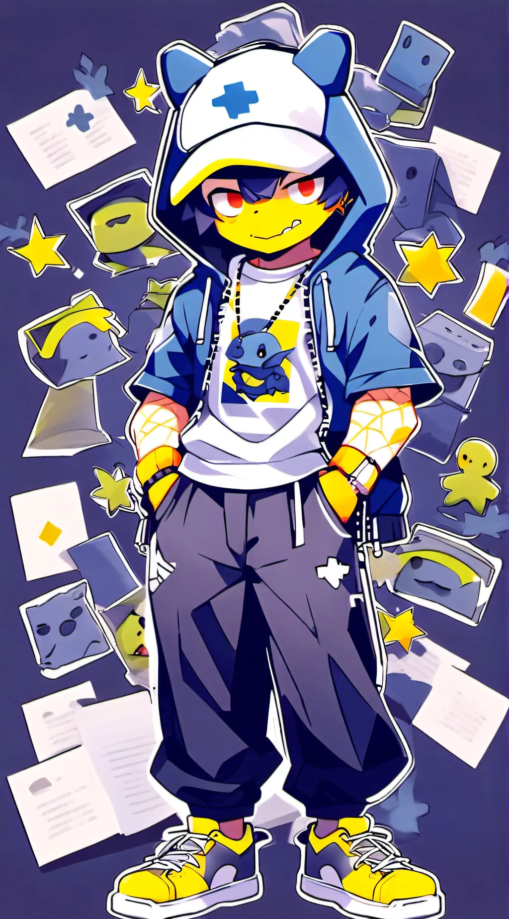 ai character: dino hat player background