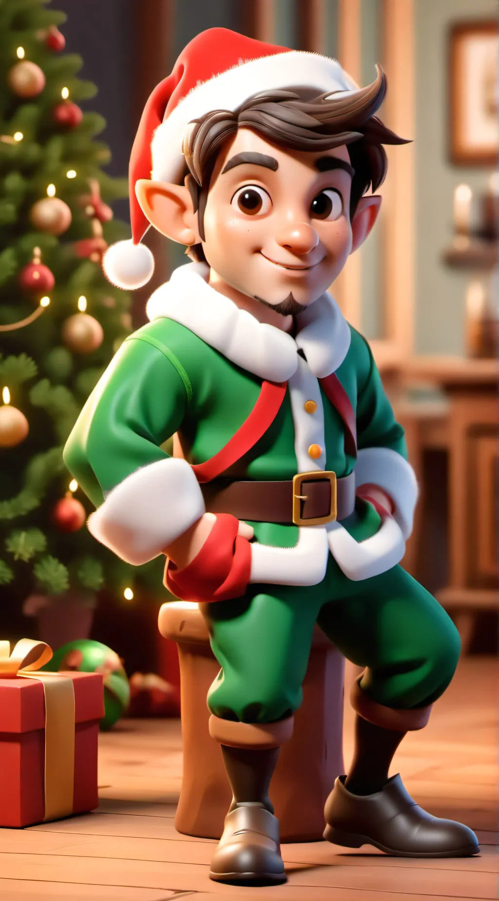 ai character: Christmas elf background