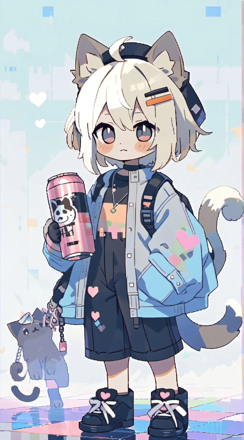 ai character: Minecraft cat  background