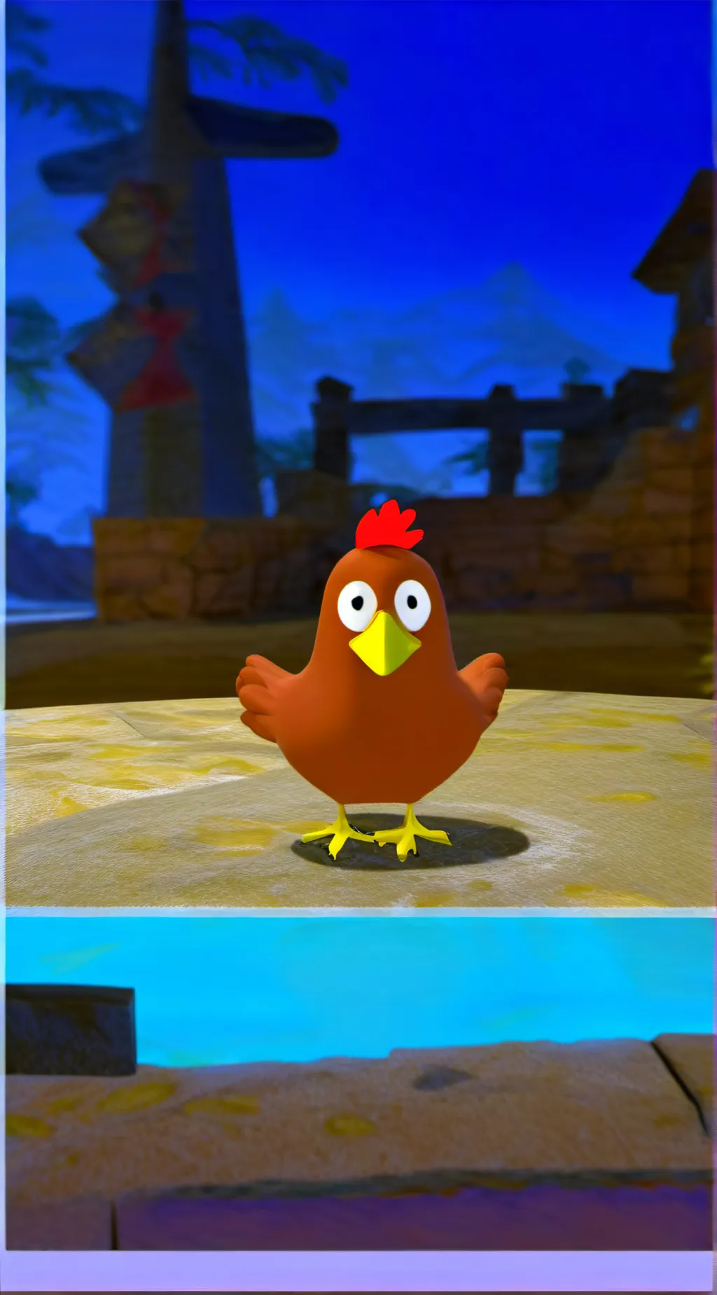 ai character: silly chicken background