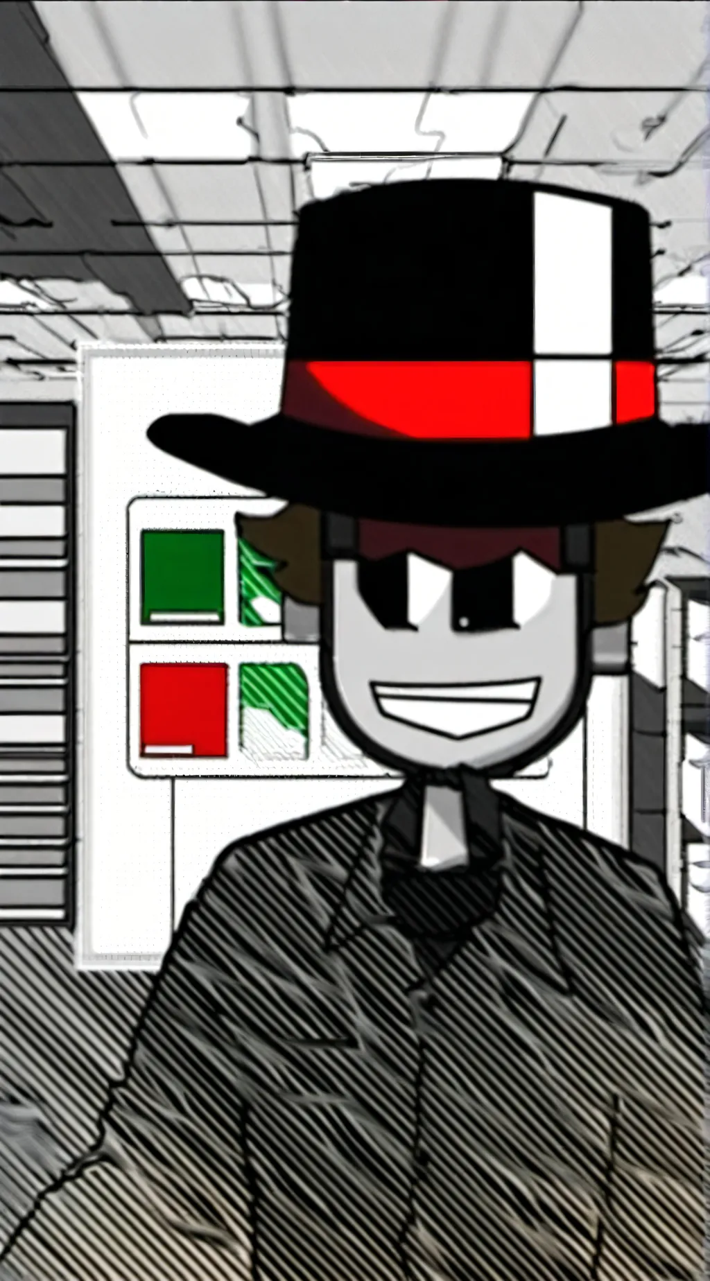 ai character: black hat background