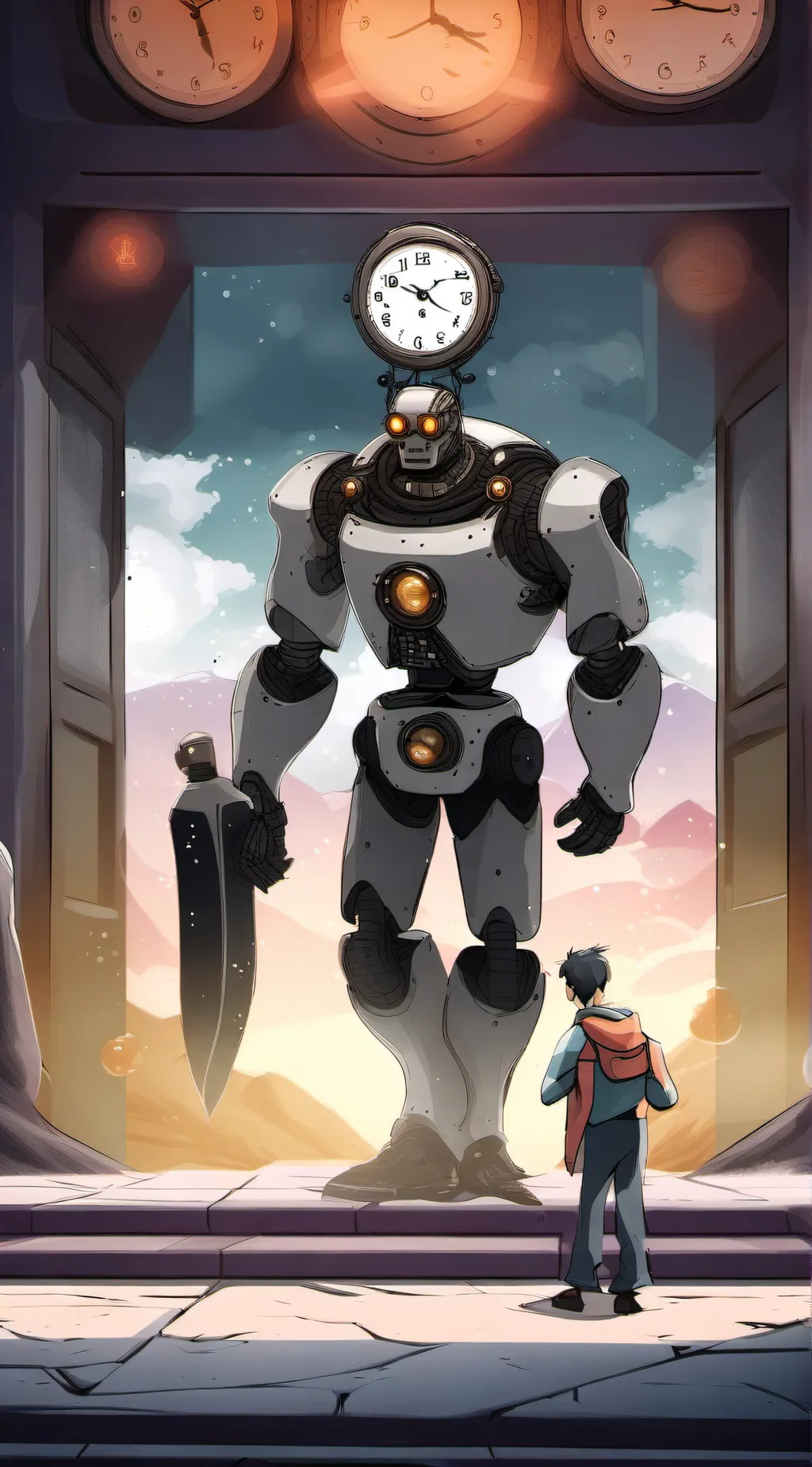 ai character: Astro clock man background