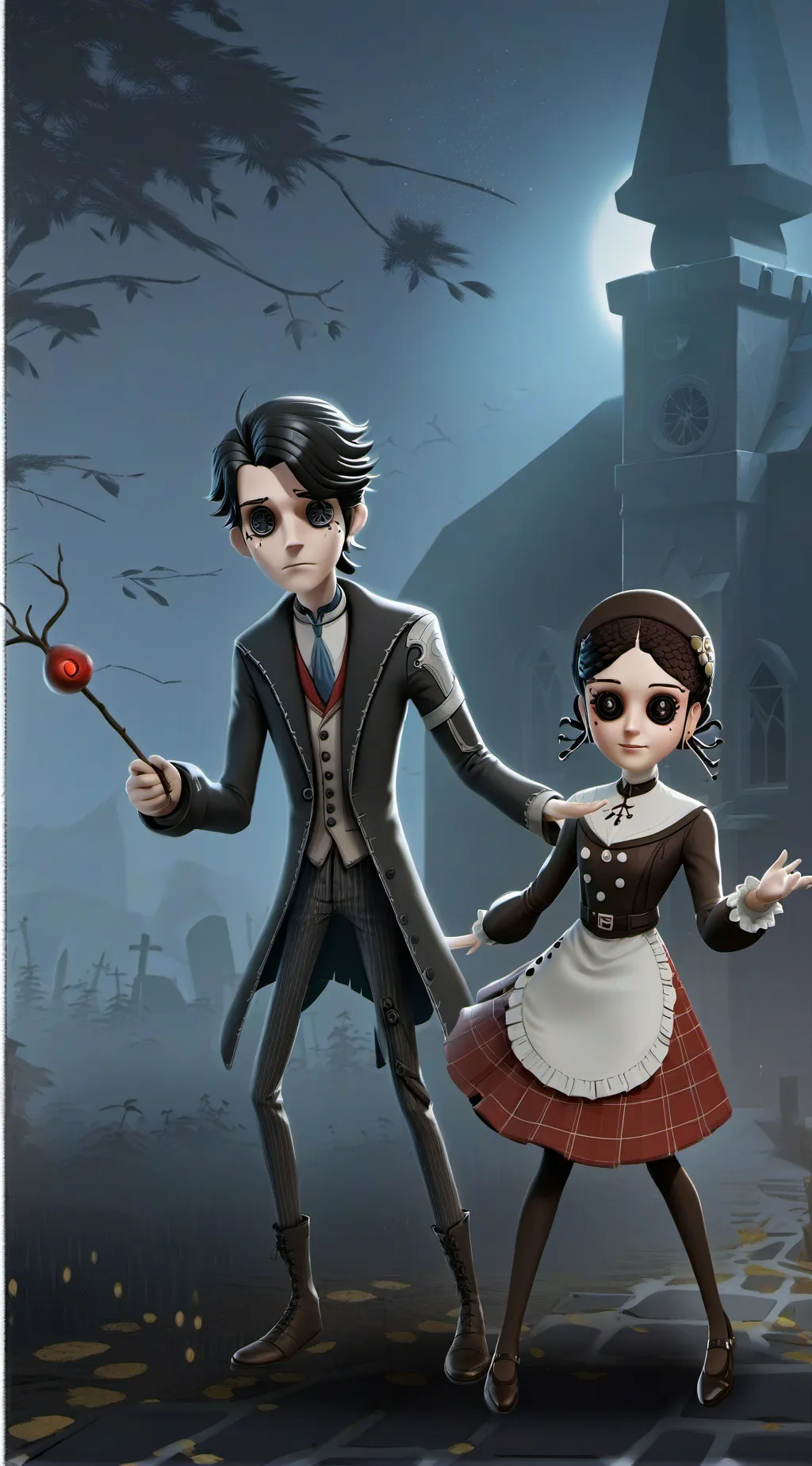 ai character: honted house  background