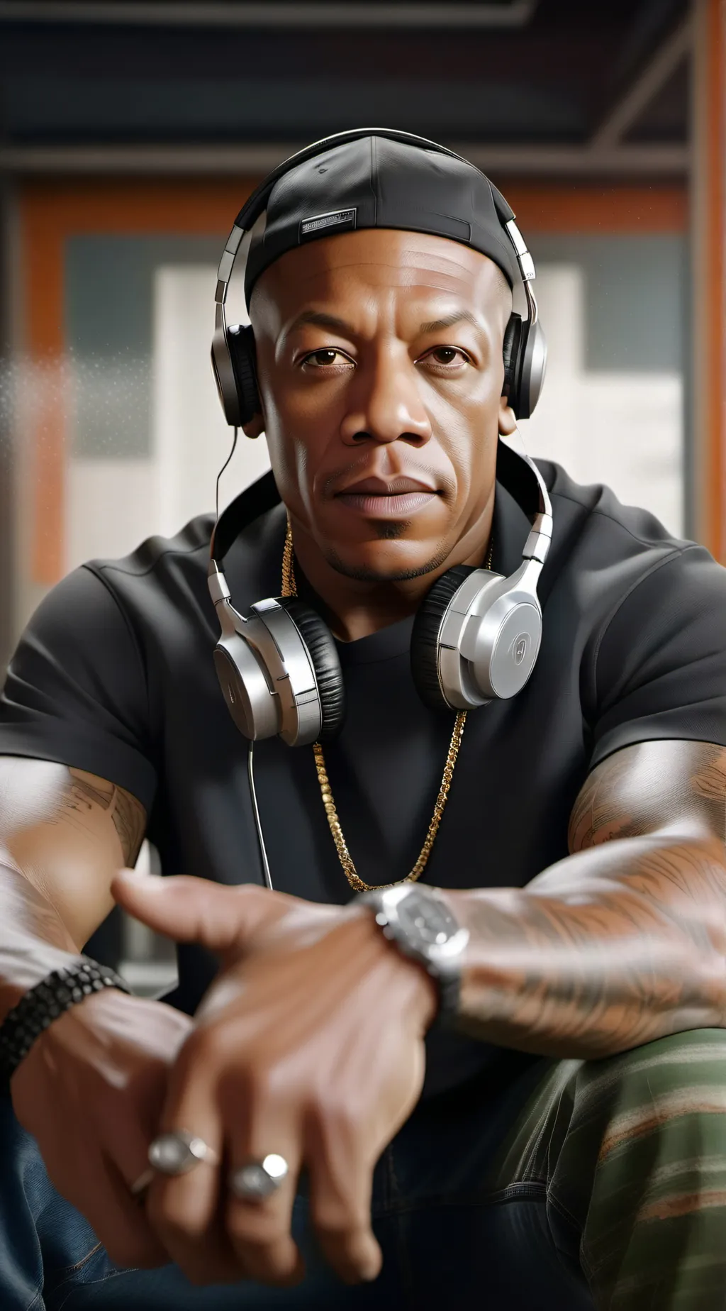 ai character: Dr Dre  background