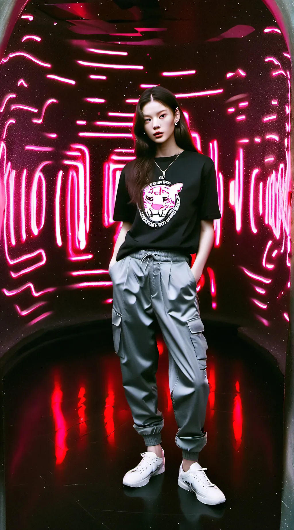 ai character: mirror maze background