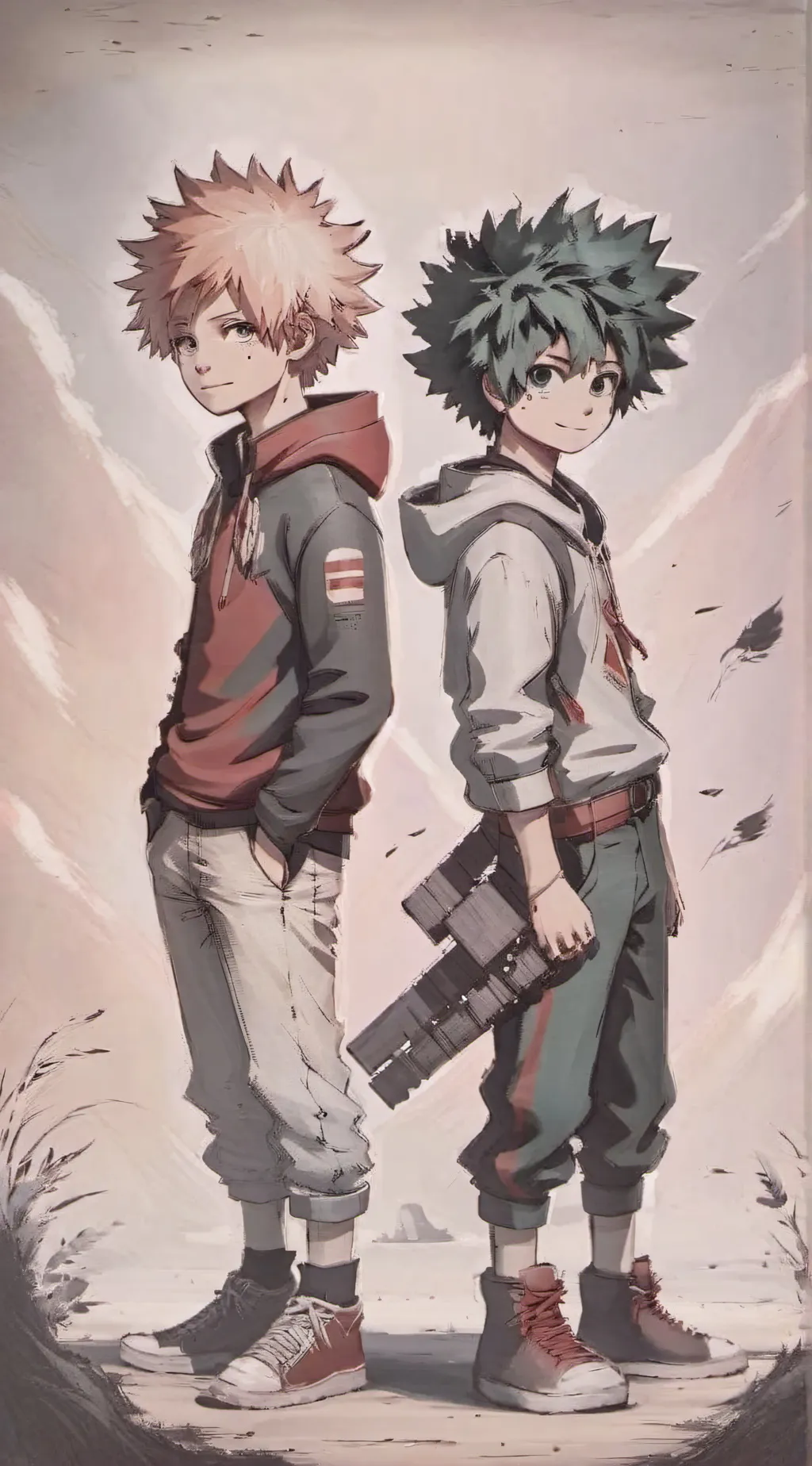 ai character:  bakugo and deku background