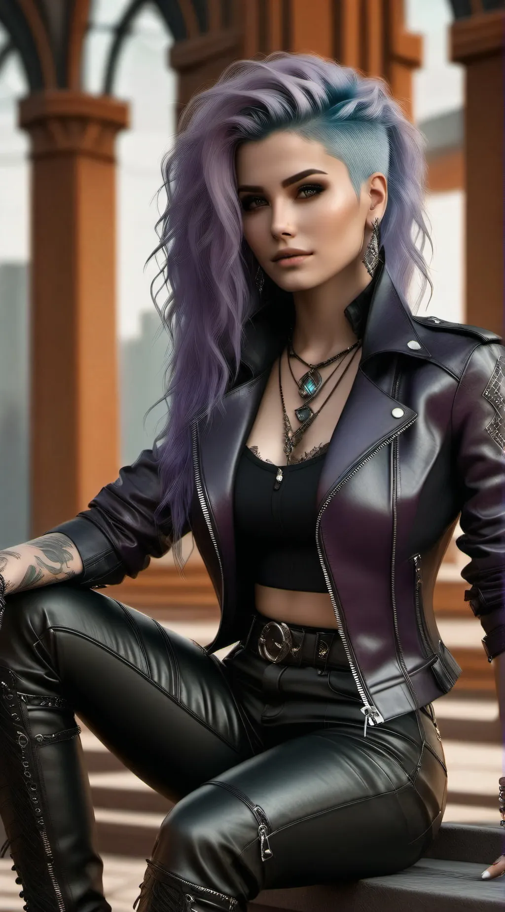 ai character: Violet background
