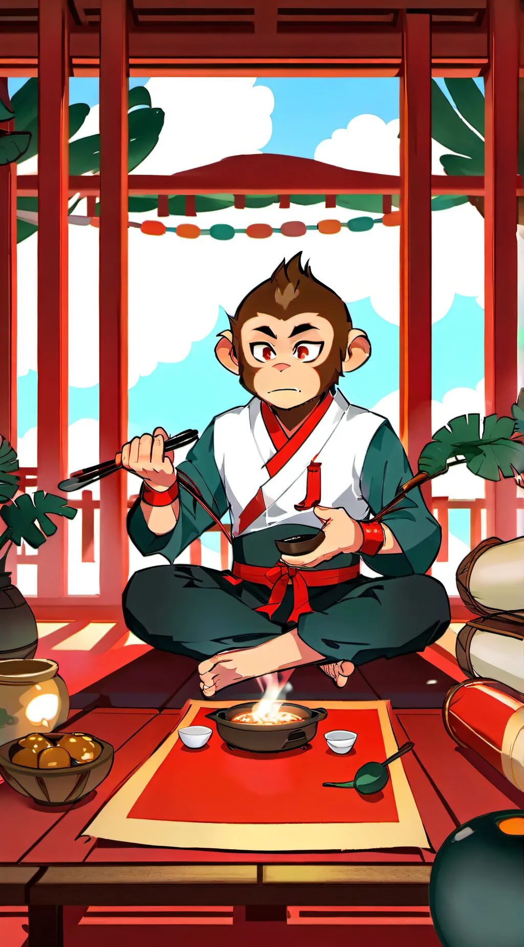 ai character: monkey King  background