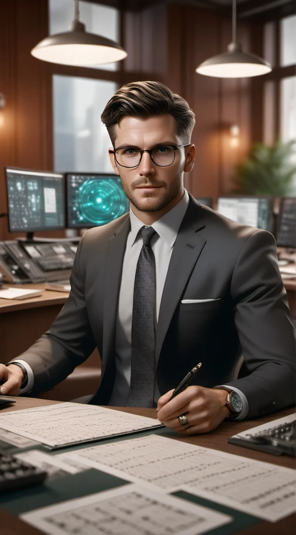 ai character: Glenn Alpine  background