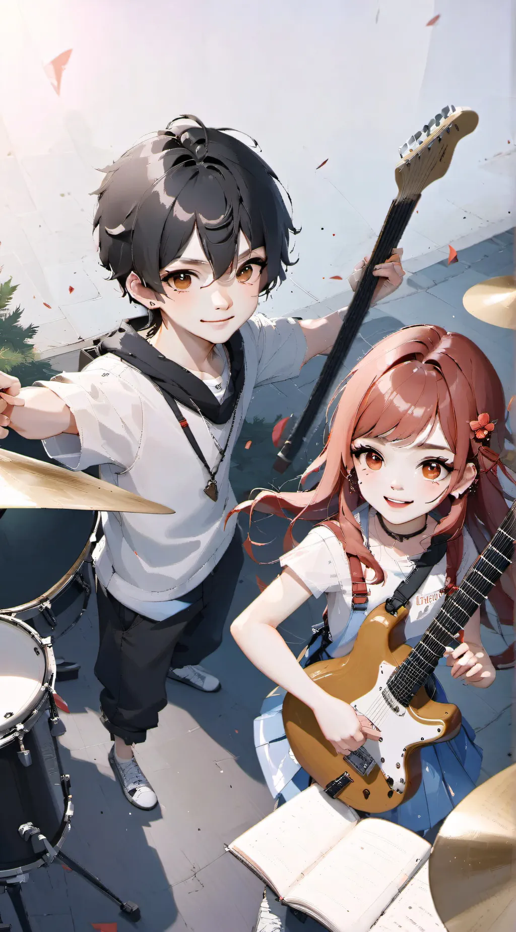 ai character: Guitar girl background