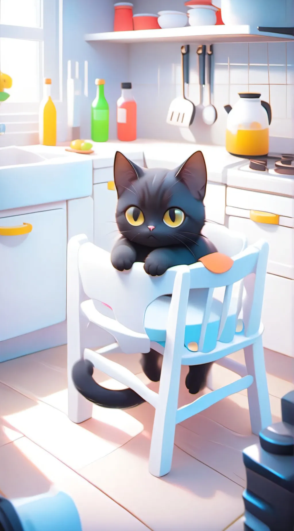 ai character: Black Kitty  background