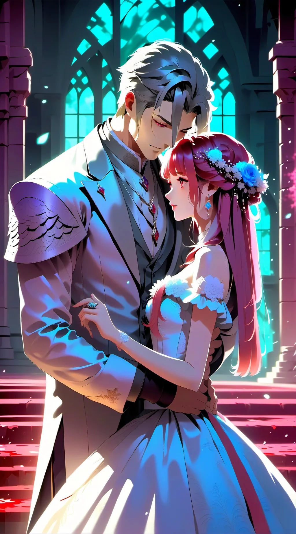 ai character: HH wedding background