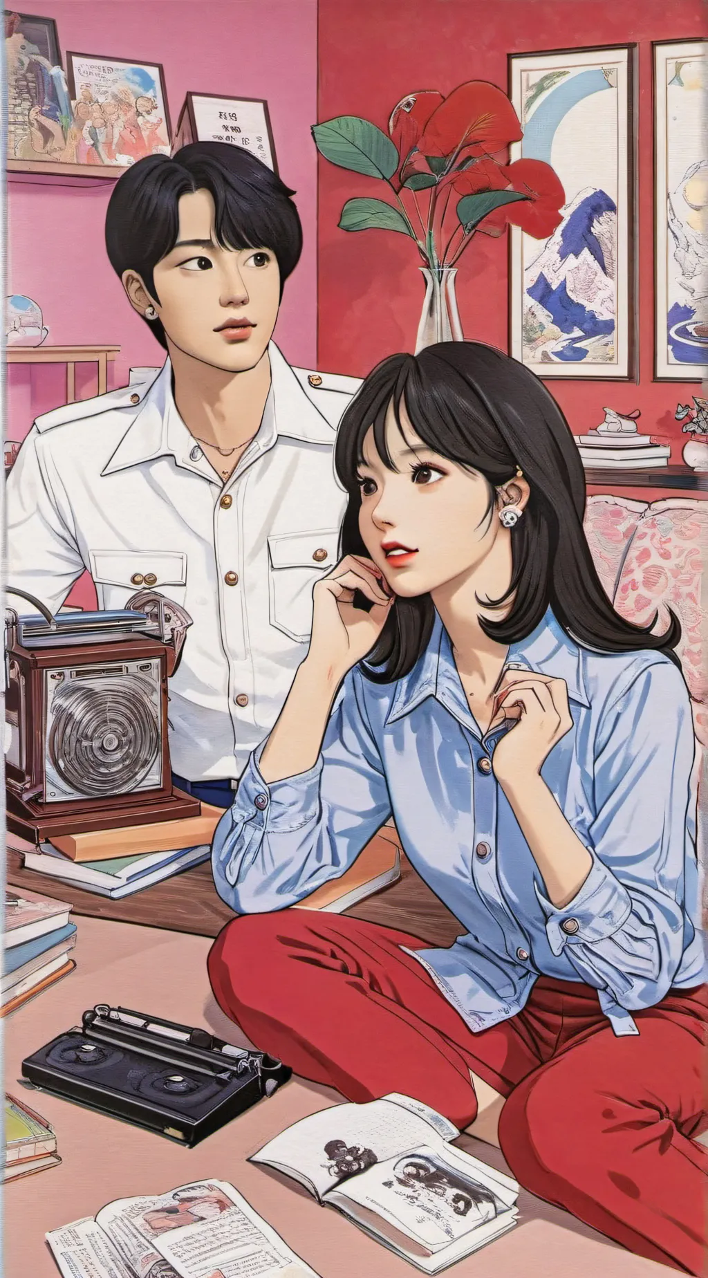 ai character: Teahyung and Lisa background