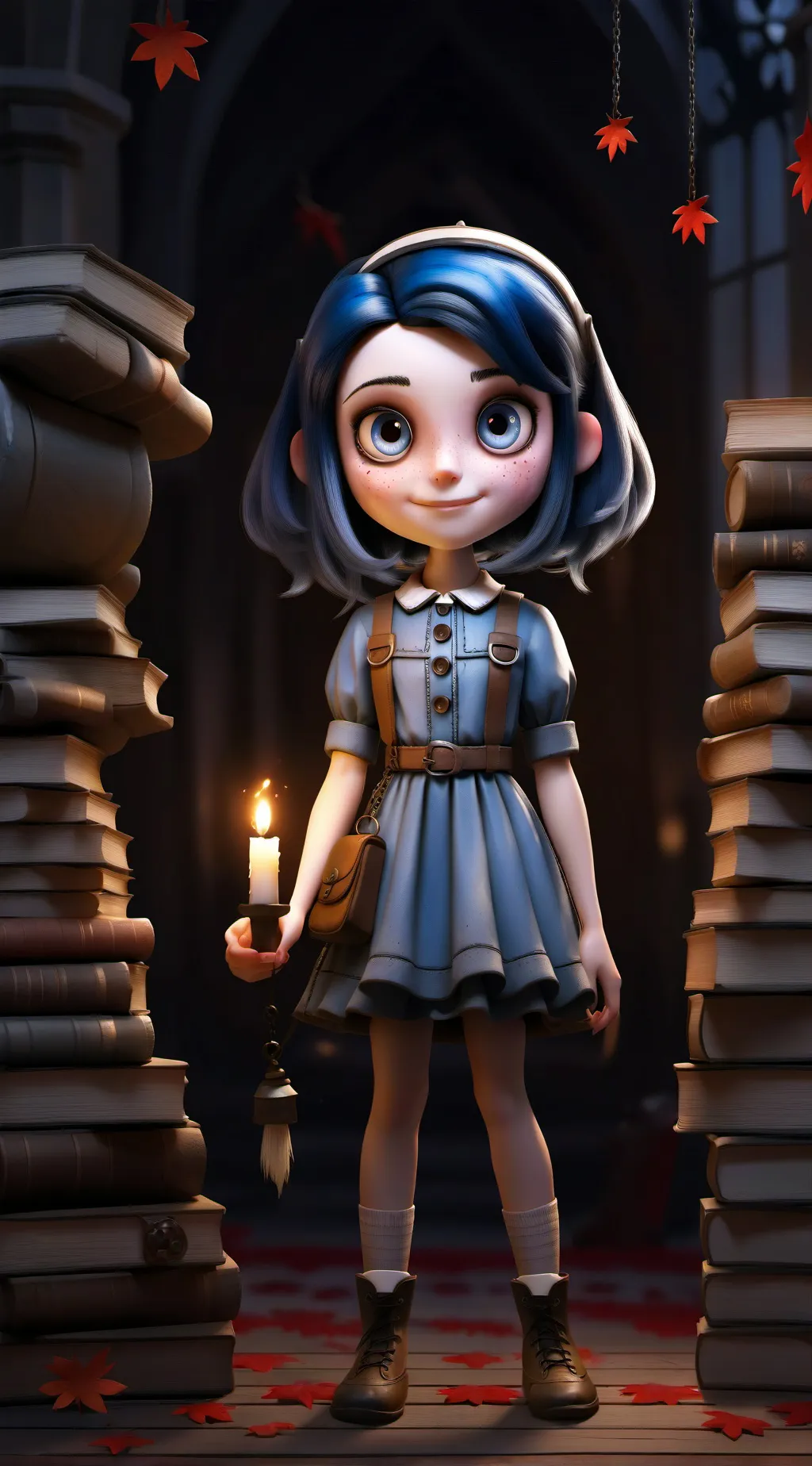 ai character: Coraline  background