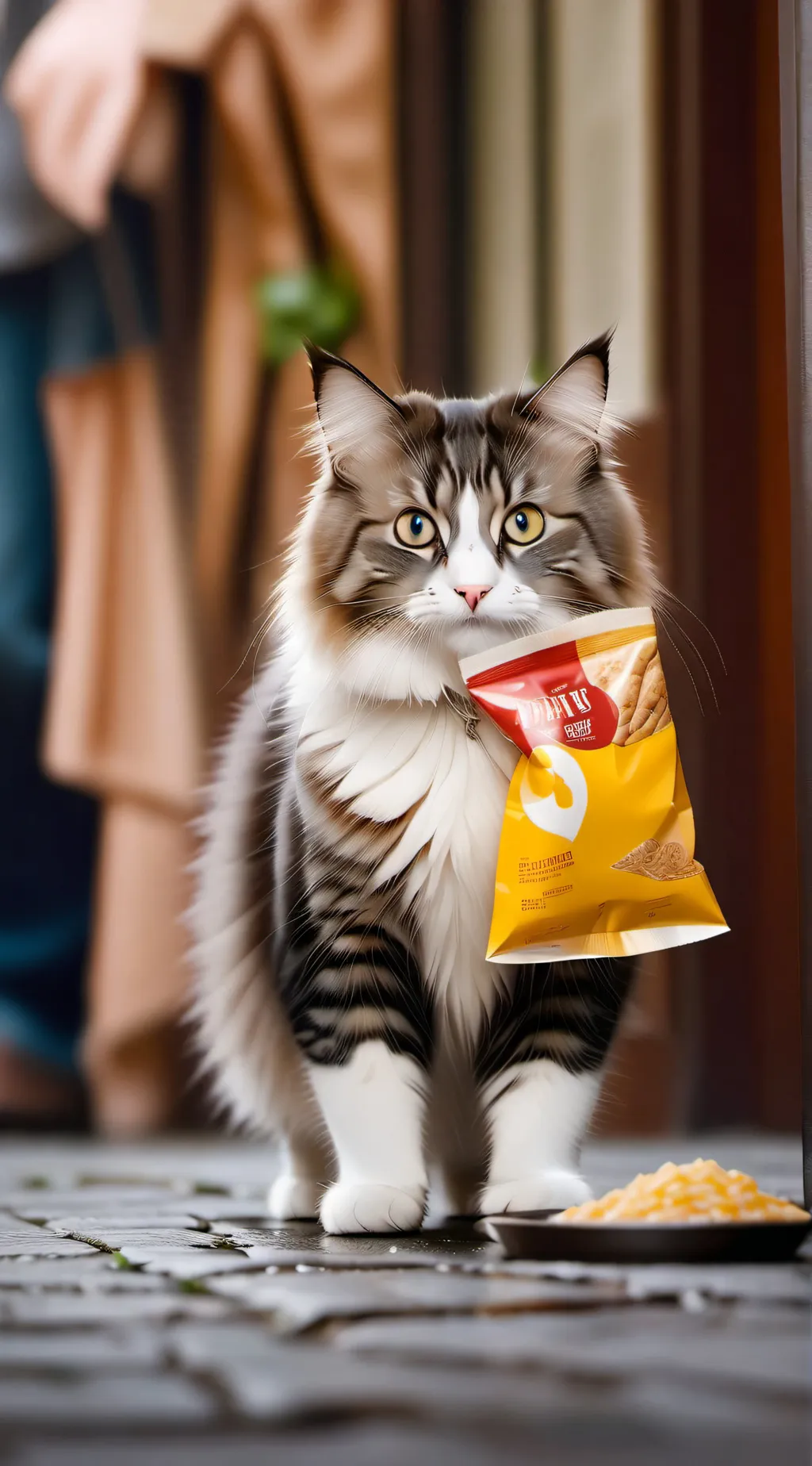 ai character: food the cat steal background