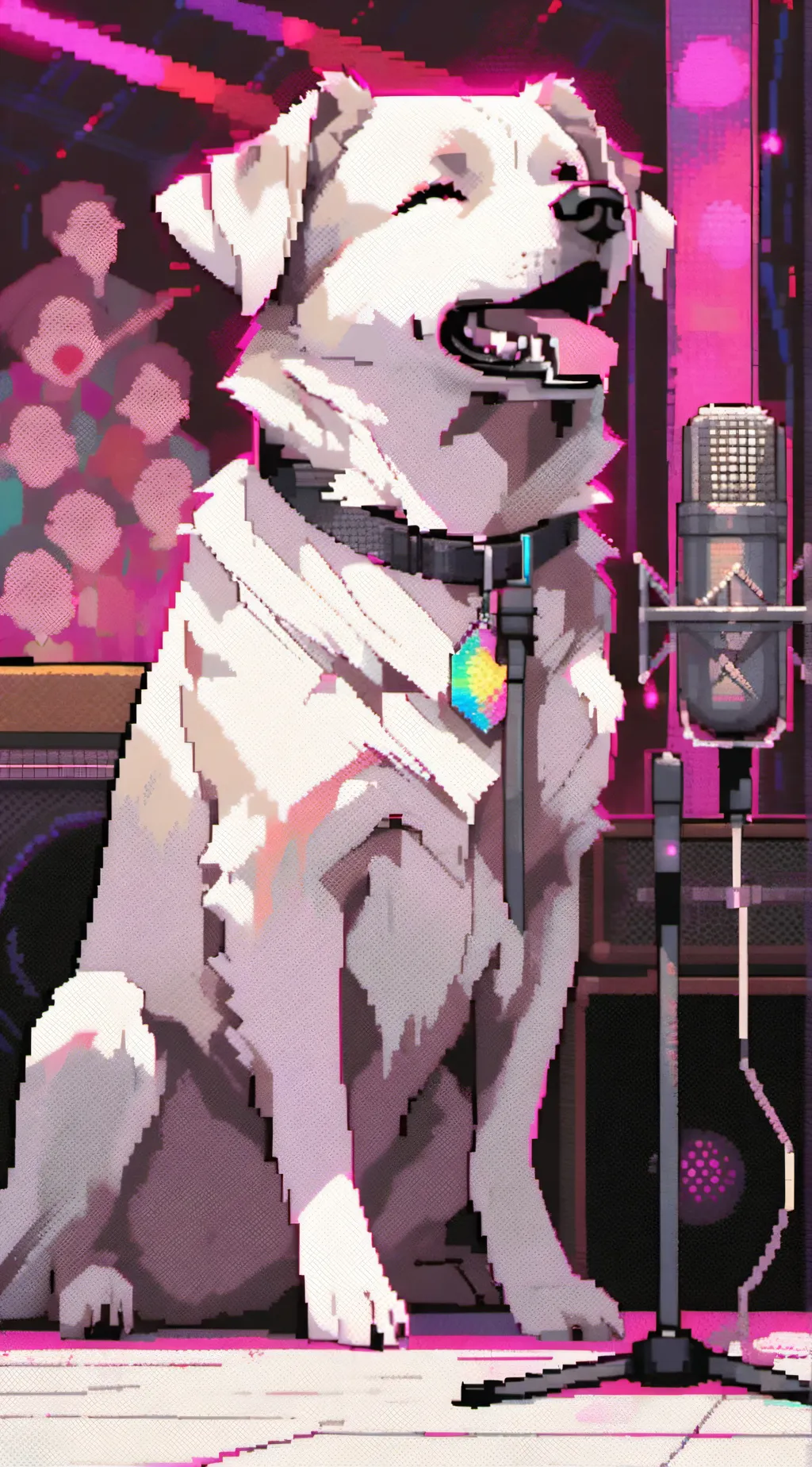 ai character: Singing dog background