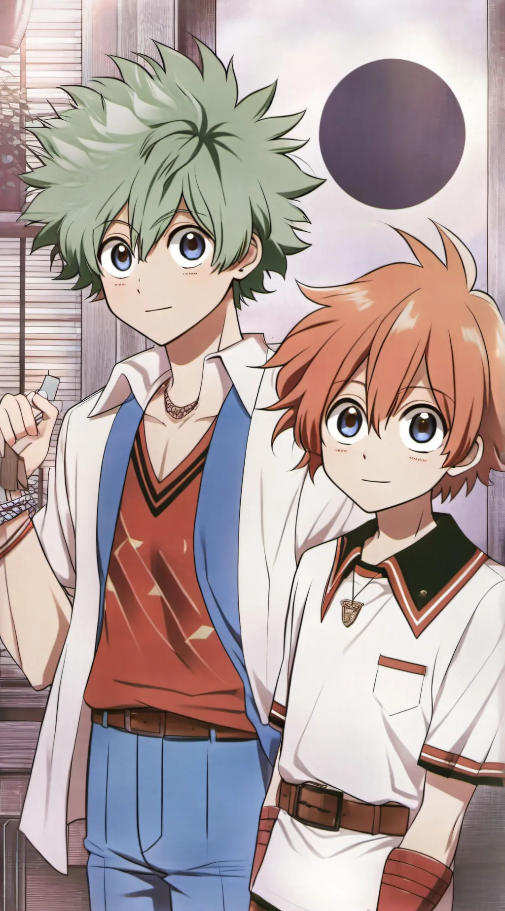 ai character: bakugo and deku  background