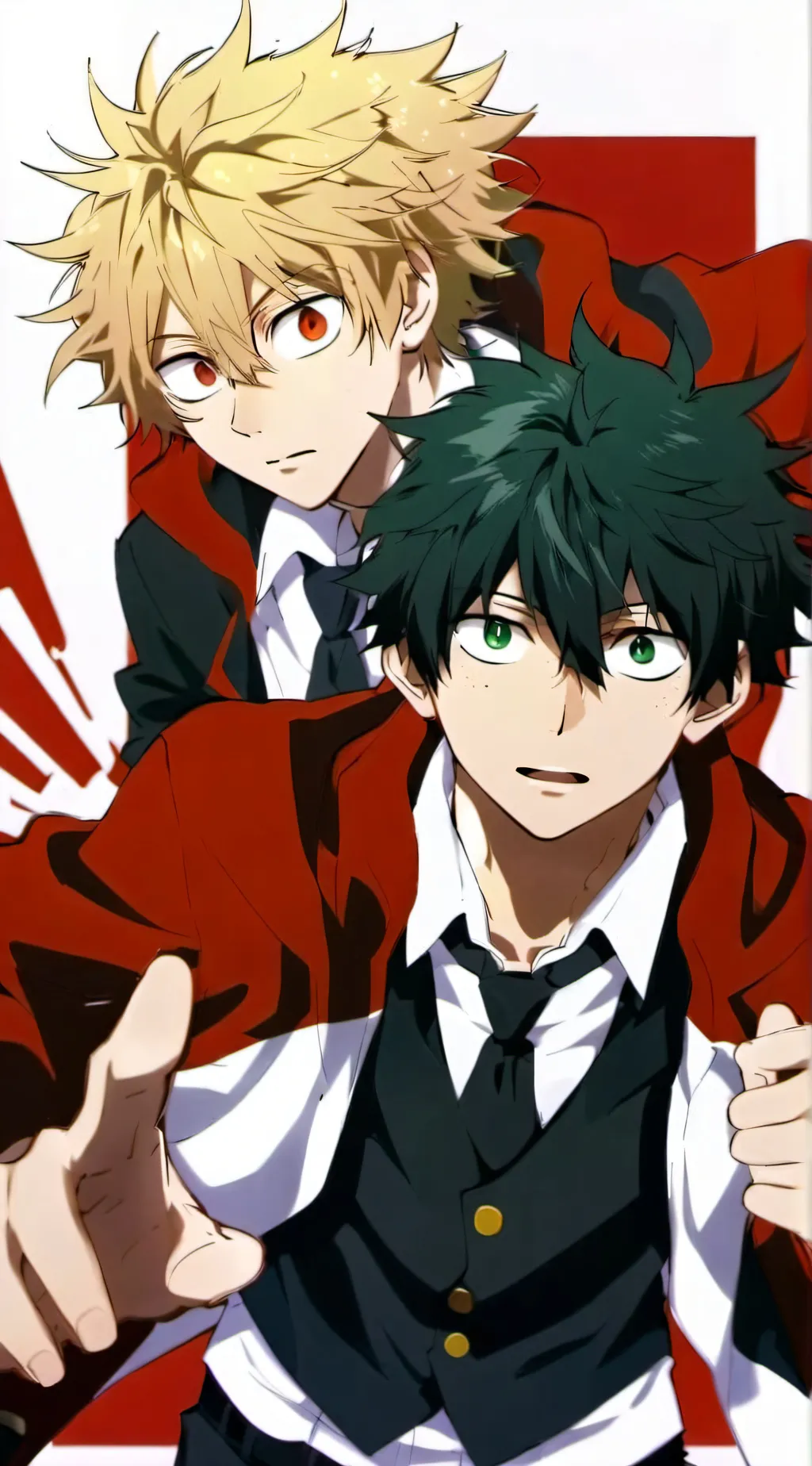 ai character: Bakugo and Deku background