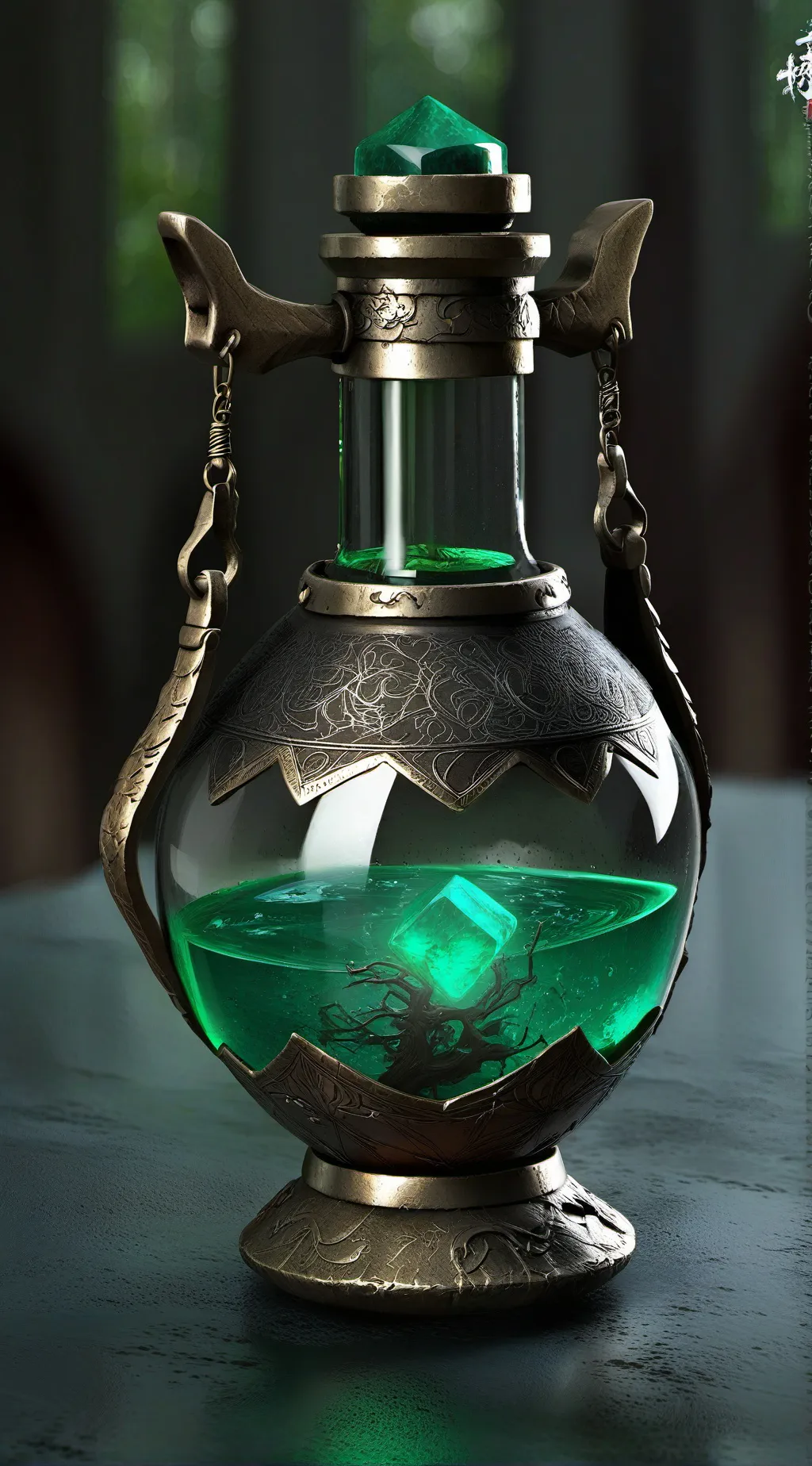 ai character: Green potion background